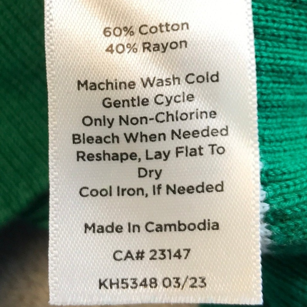 Talbots Green White Striped Side Button Cotton Blend Sweater Womens Large Preppy - Picture 6 of 16